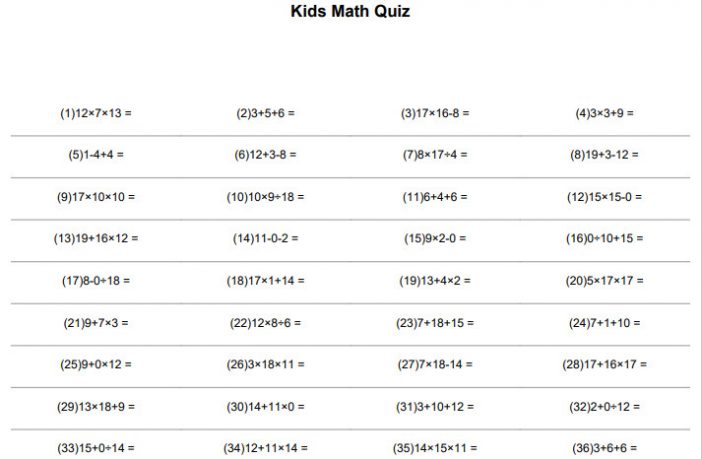 Generate Free Math Worksheets Printable